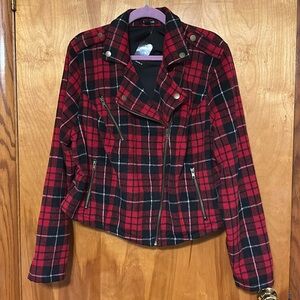 Women’s Torrid plaid moto jacket, size 2, NWT